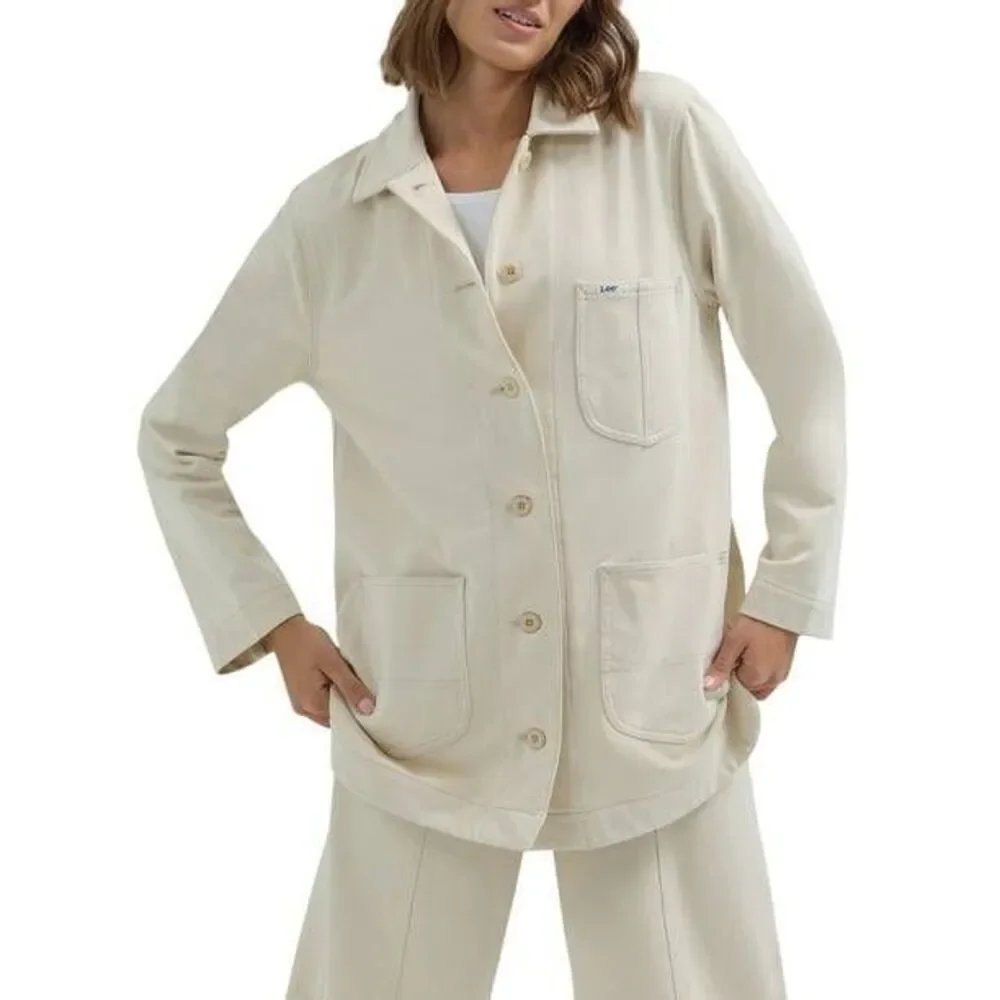 Lee Workwear Chore Shacket Jacket Top in Ivory Sz L - Picture 1 of 9